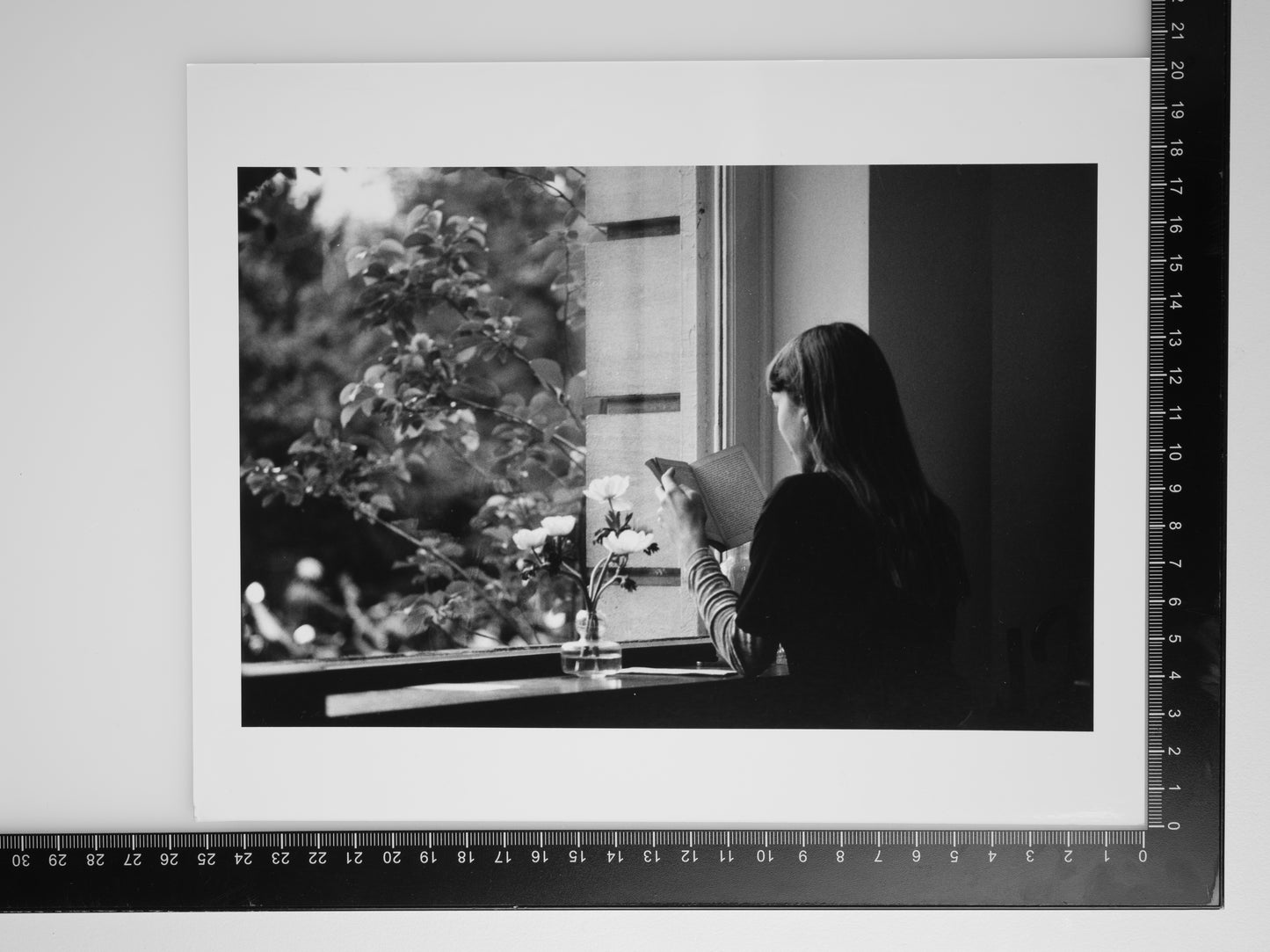WOMAN READING BOOK IN PARIS CAFE 8X10 Silver Gelatin Print