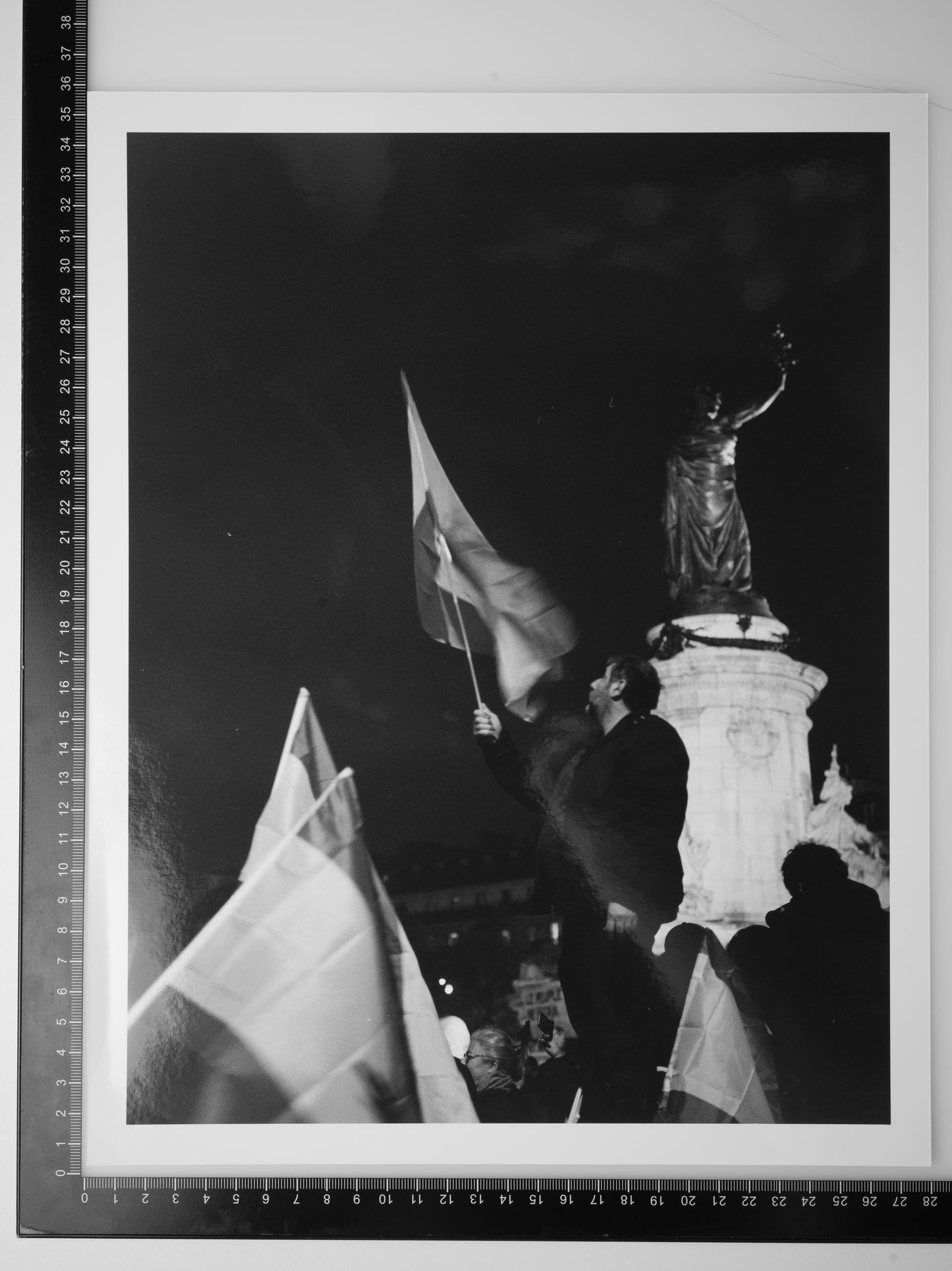 PROTESTERS AT PLACE DE LA REPUBLIQUE 11X14 Silver Gelatin Print