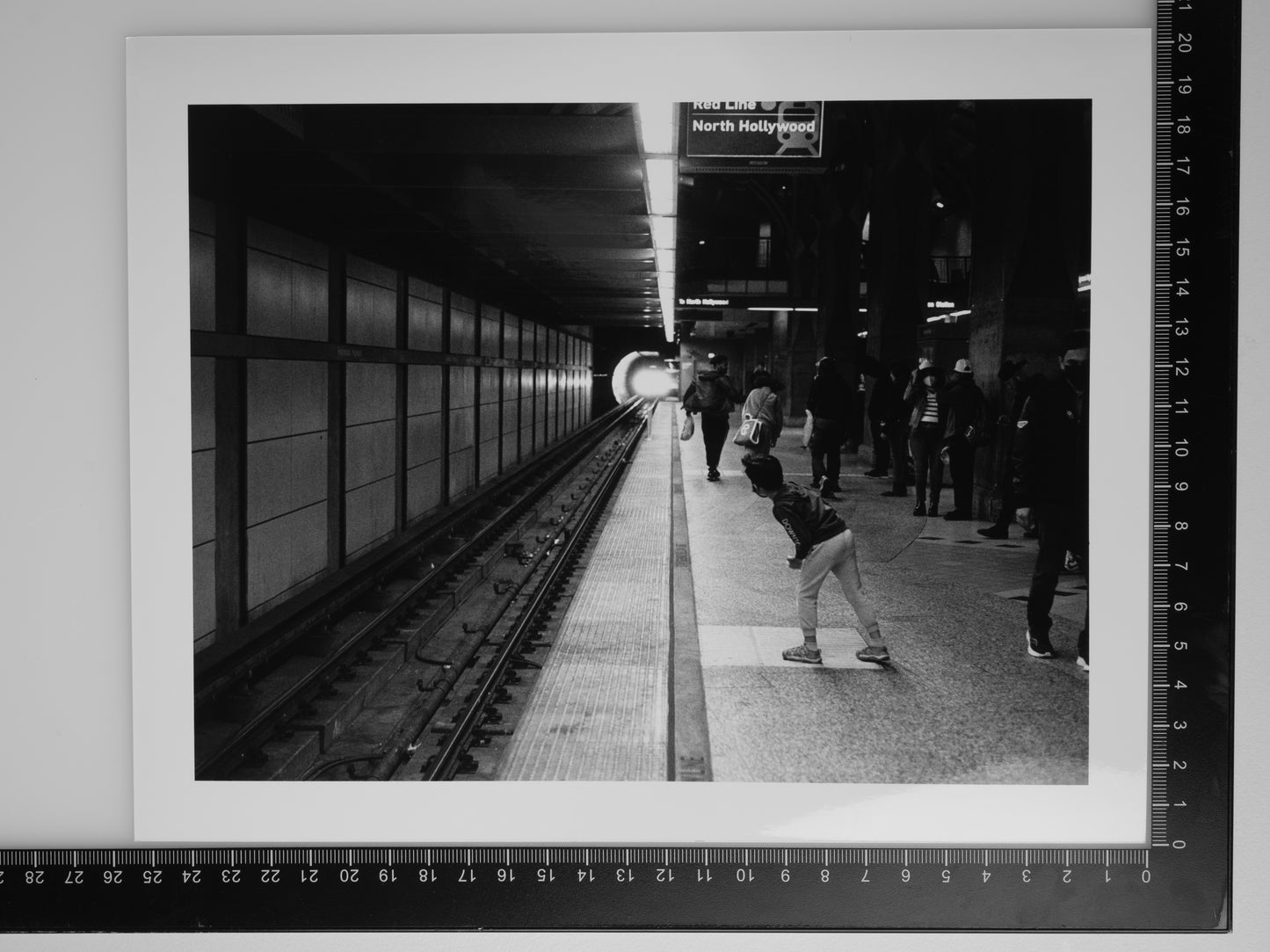 CHILD WATCHING SUBWAY  8x10 Silver Gelatin Print