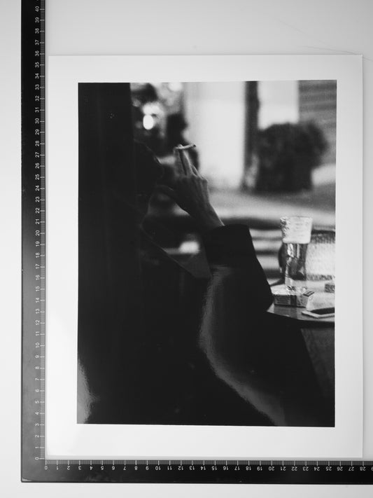 MAN SMOKING OUTSIDE PARIS CAFE 11x14 Silver Gelatin Print