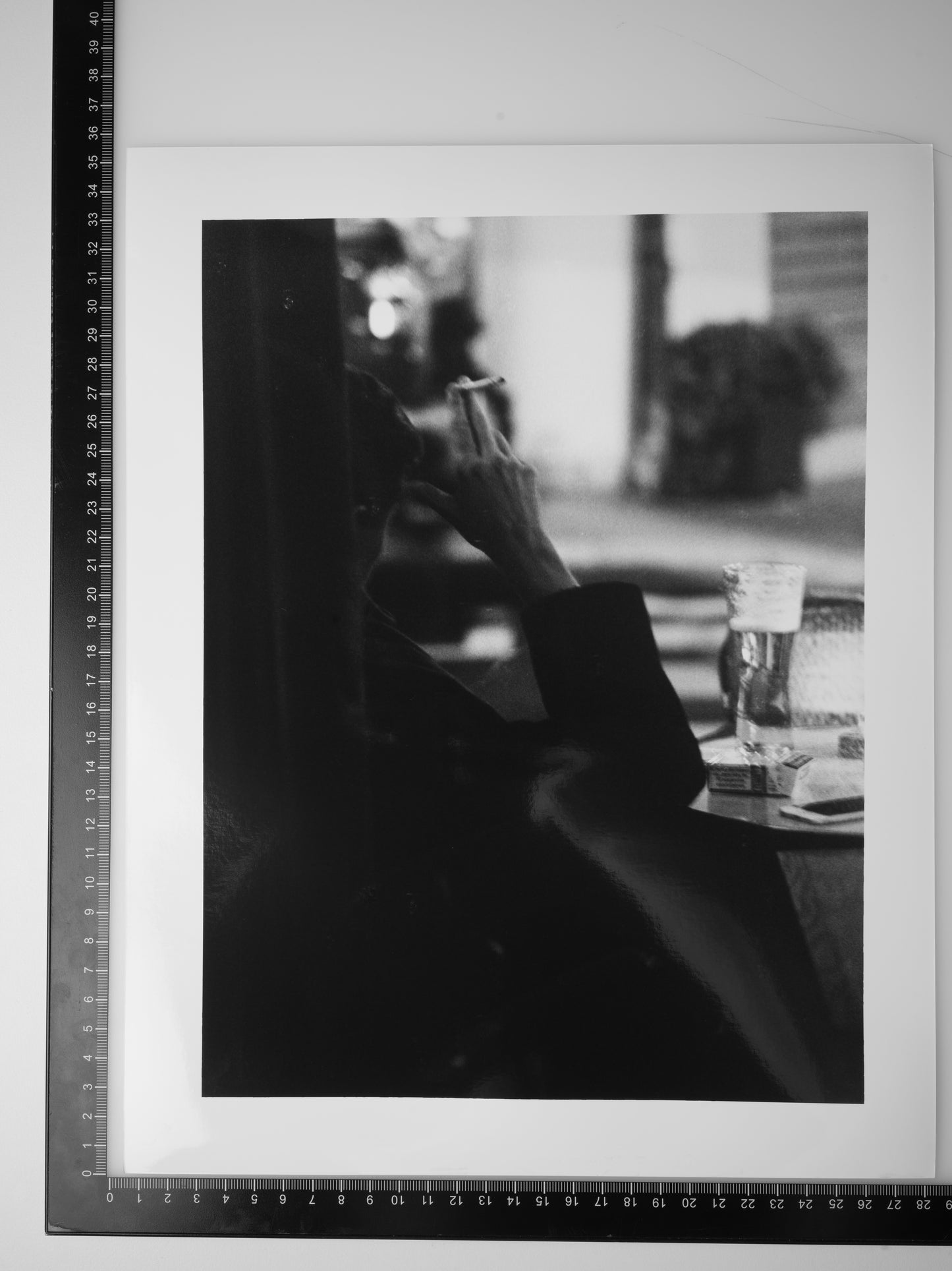 MAN SMOKING OUTSIDE PARIS CAFE 11x14 Silver Gelatin Print