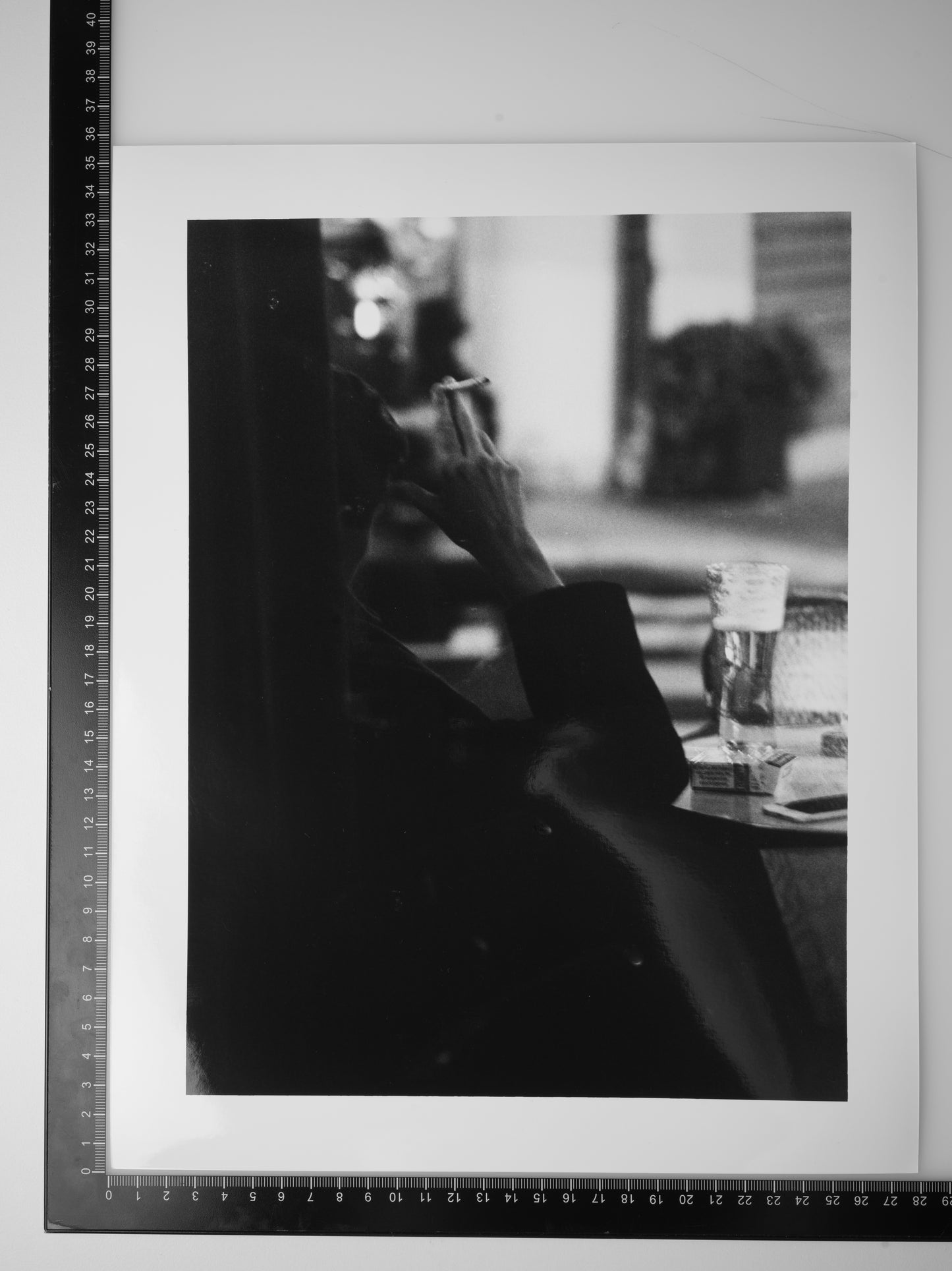 MAN SMOKING OUTSIDE PARIS CAFE 11x14 Silver Gelatin Print