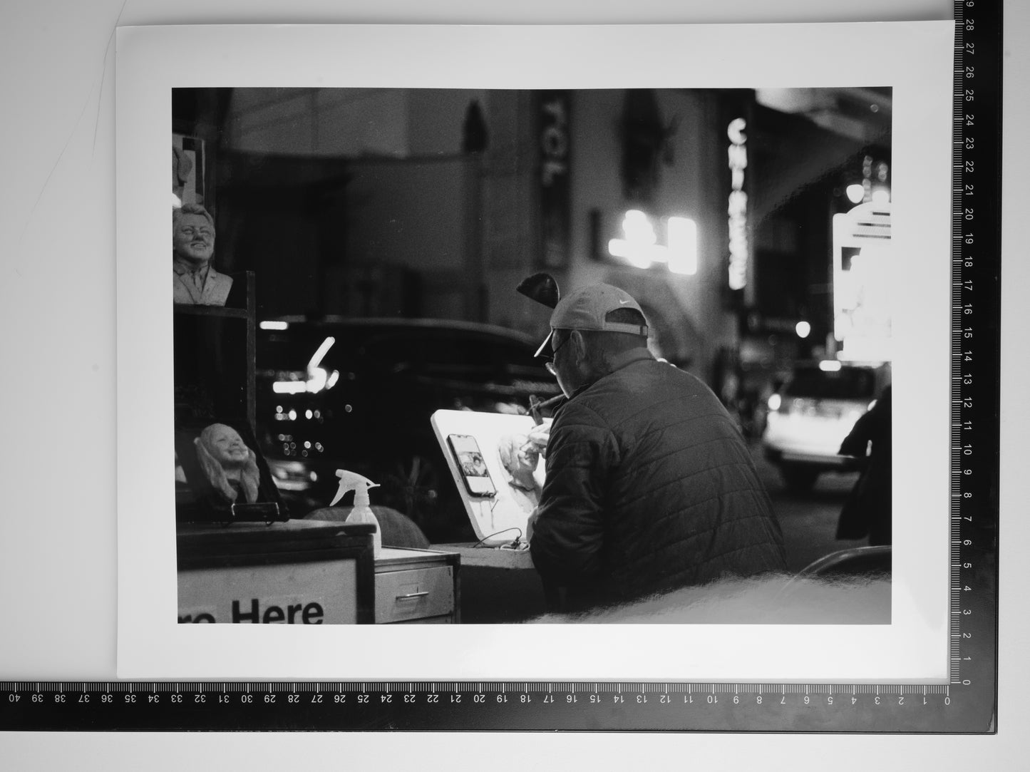 SCULPTING ON HOLLYWOOD BOULEVARD 11x14 Silver Gelatin Print