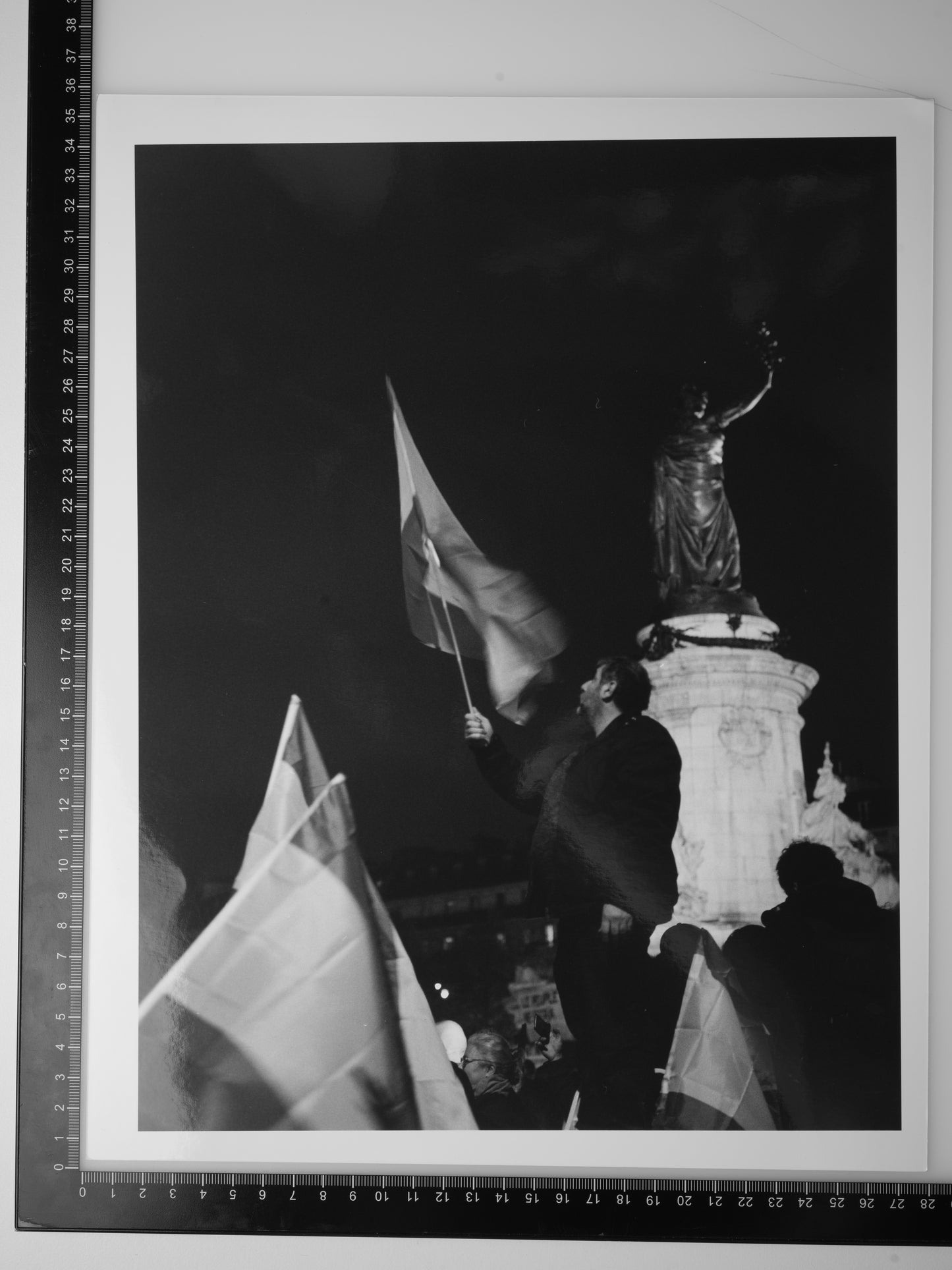 PROTESTERS AT PLACE DE LA REPUBLIQUE 11X14 Silver Gelatin Print